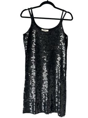 Vintage Y2K Black All Over Sequin Party Dress Cocktail Clubwear M